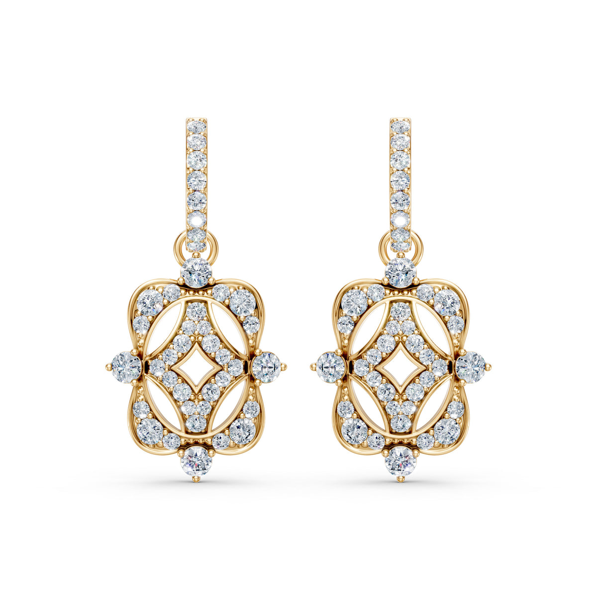 Hoop Earrings with Changeable Dangles Diamond Studded Charms