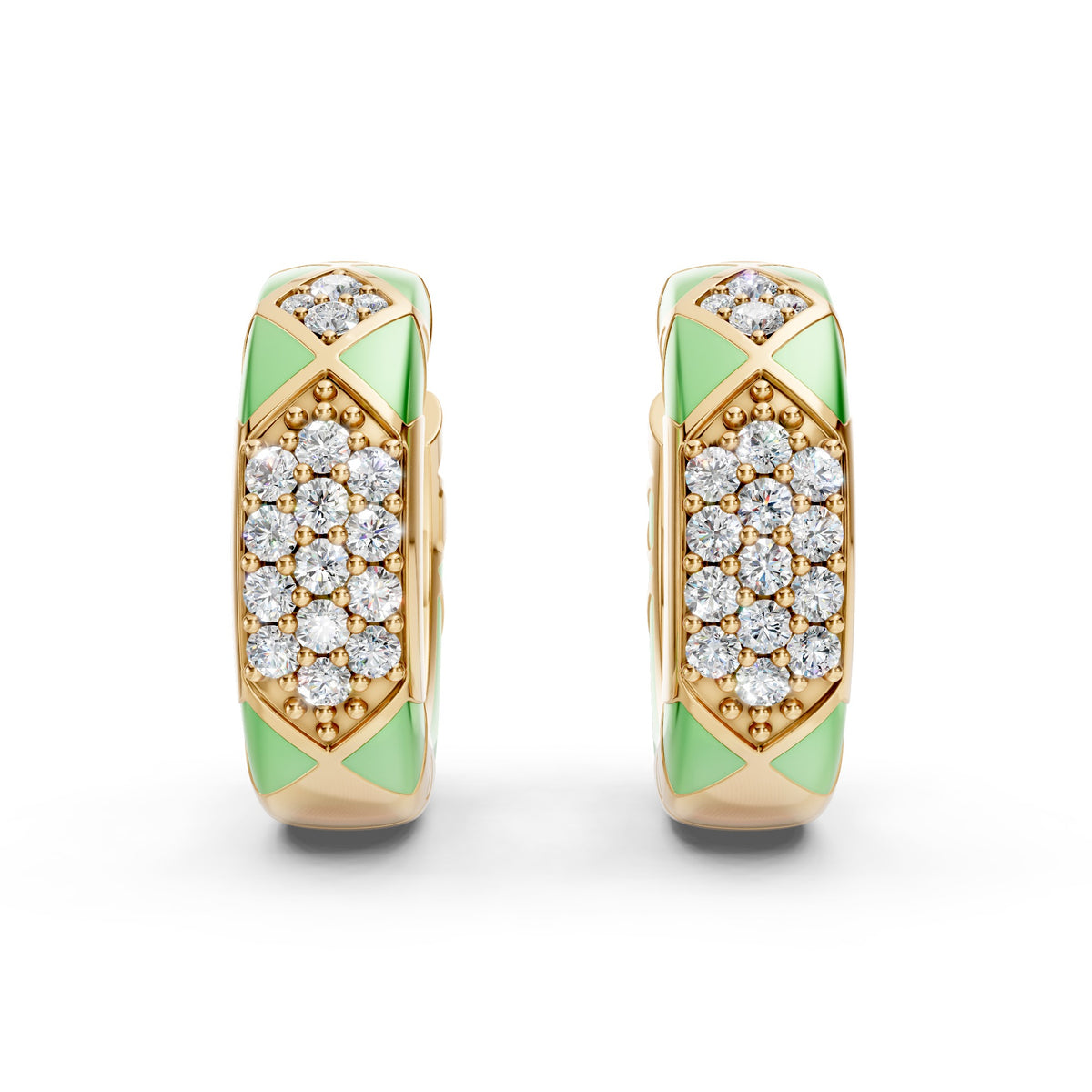 Diamond Studded Balli Hoops with Enamel