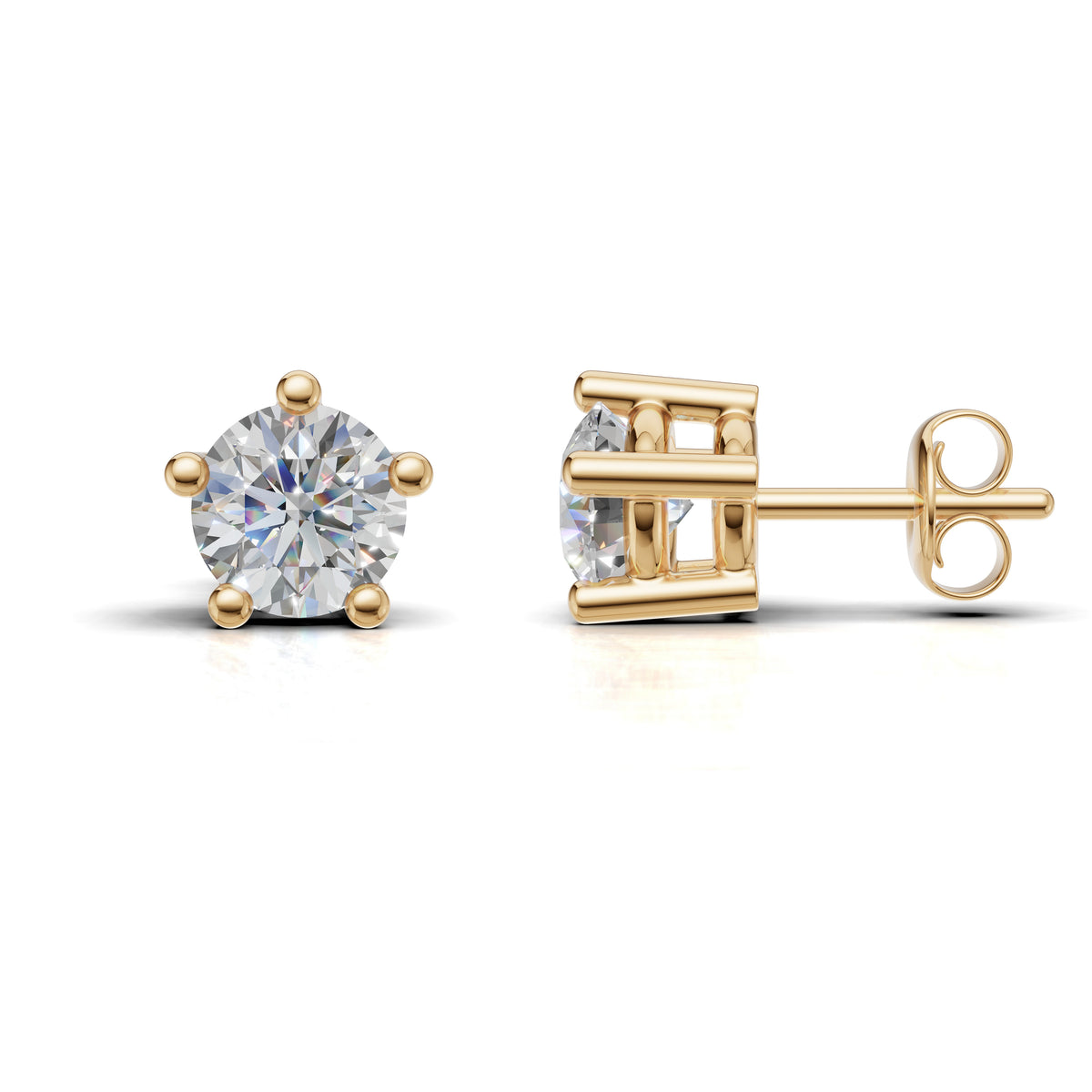 Round Solitaire Lab Grown Diamond Classic Stud Earrings