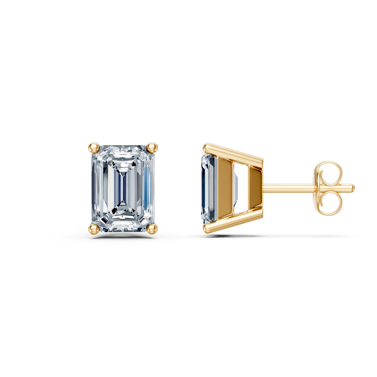 Emerald Cut Lab Grown Diamond Stud Earrings
