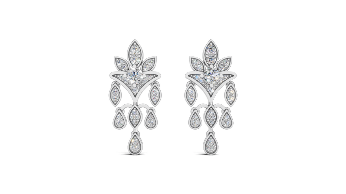 Diamond Star Burst Stud Earrings