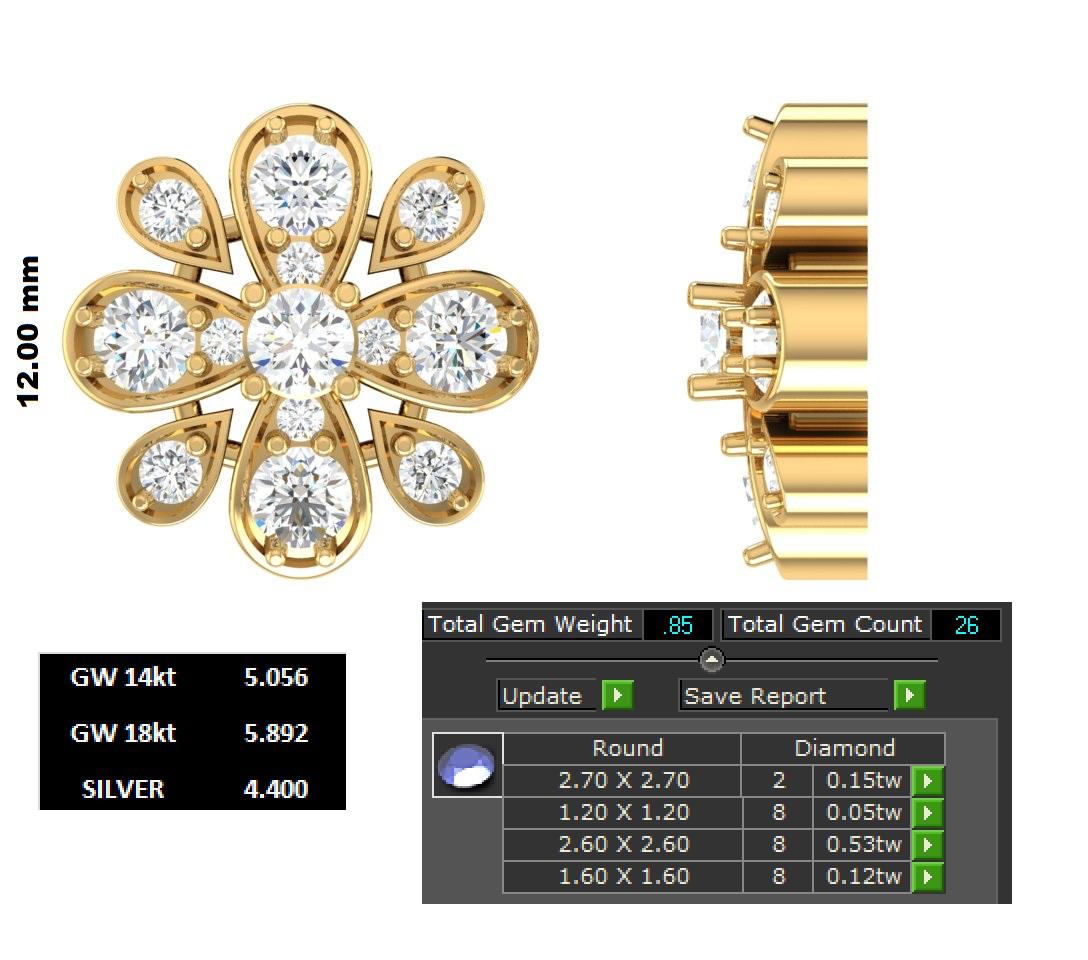 Diamond Layered Floral Cluster Stud Earrings