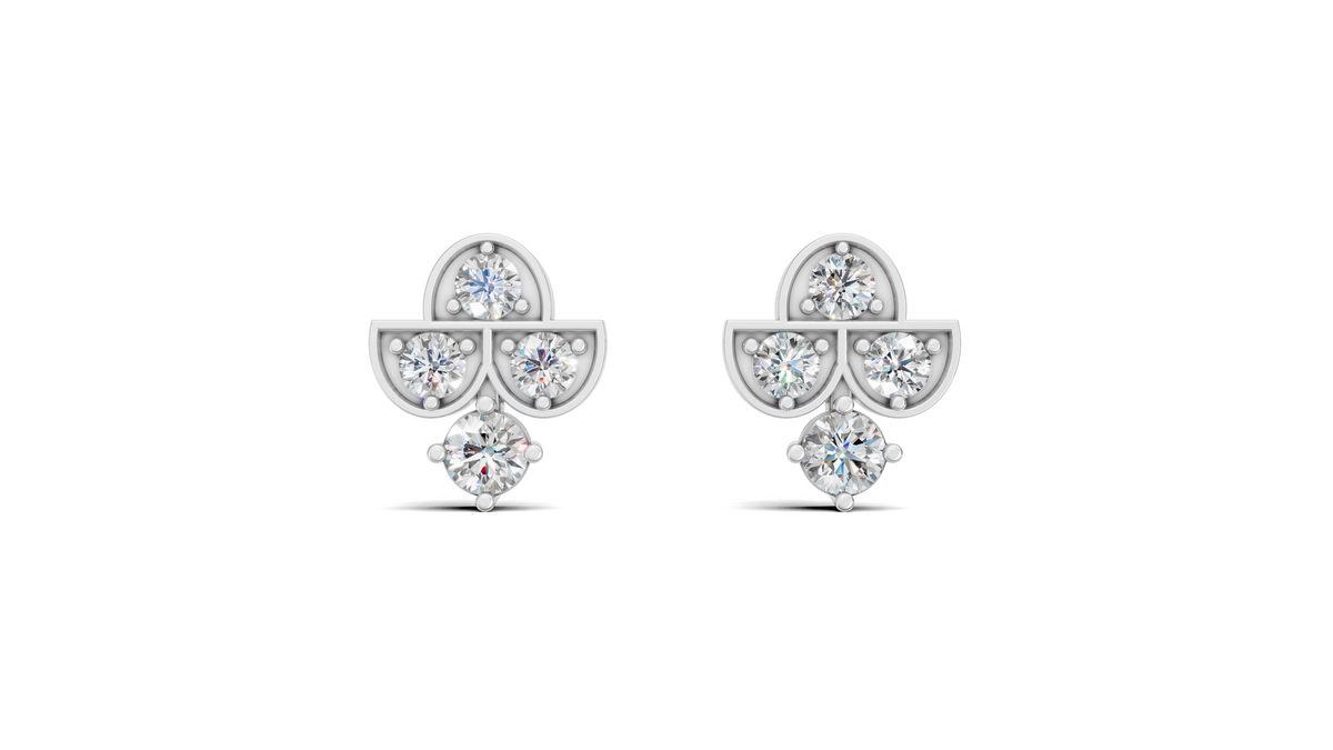 Diamond Arch Trio Stud Earrings