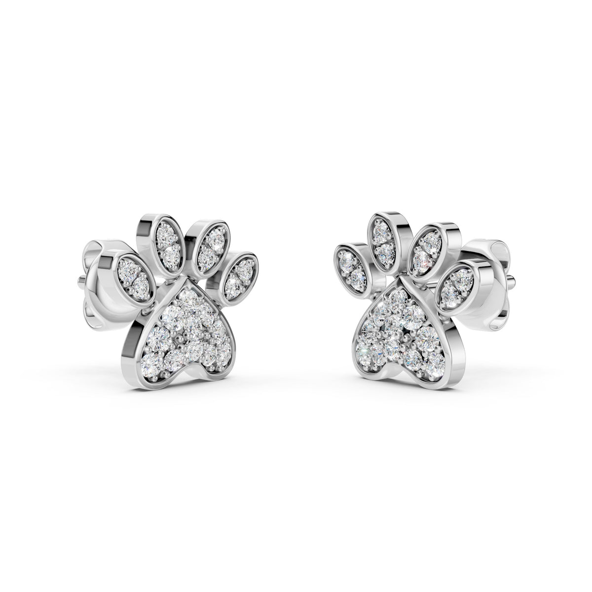 Lab-Grown Diamond Wildlife Paw Print Charm Earring