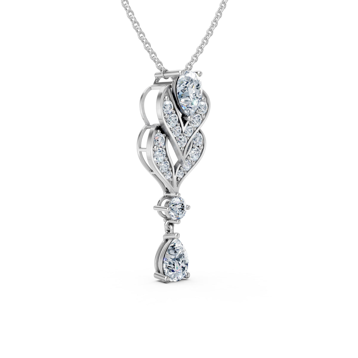 Layered Heart Diamond Pendant With Drop