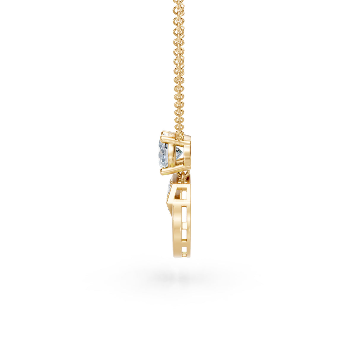 Diamond Cap Pink Enamel Pendant