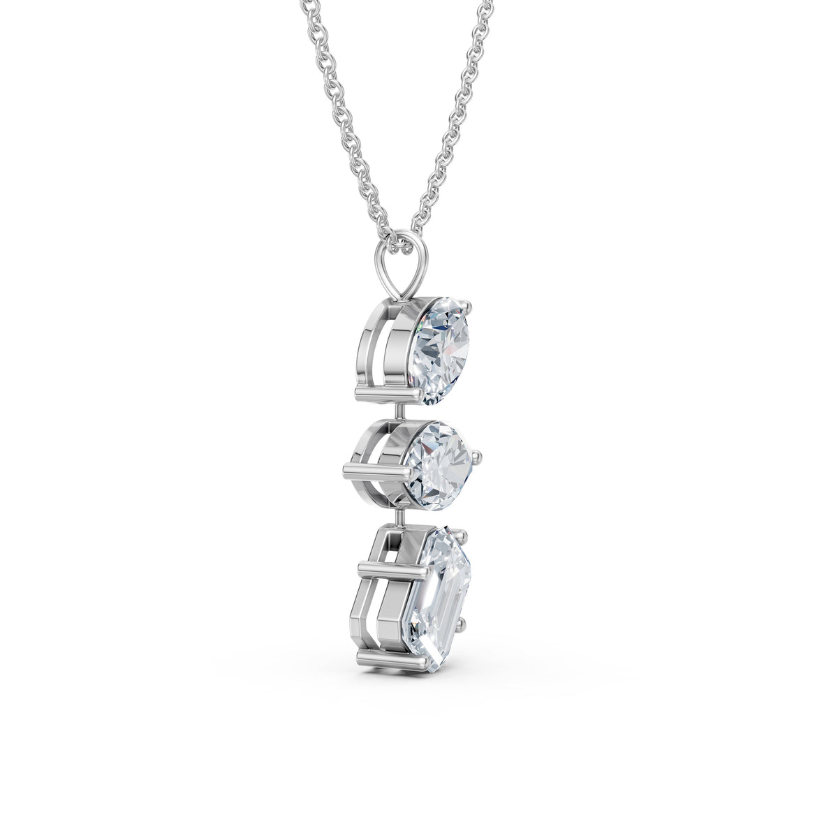 Vertical Three Stone Drop Pendant