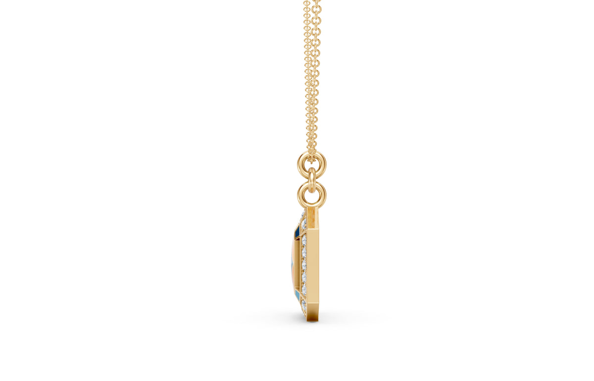 Geometric Enamel Diamond Pendant