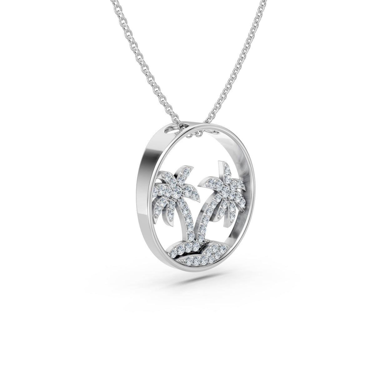 Island Style Diamond Palm Pendant