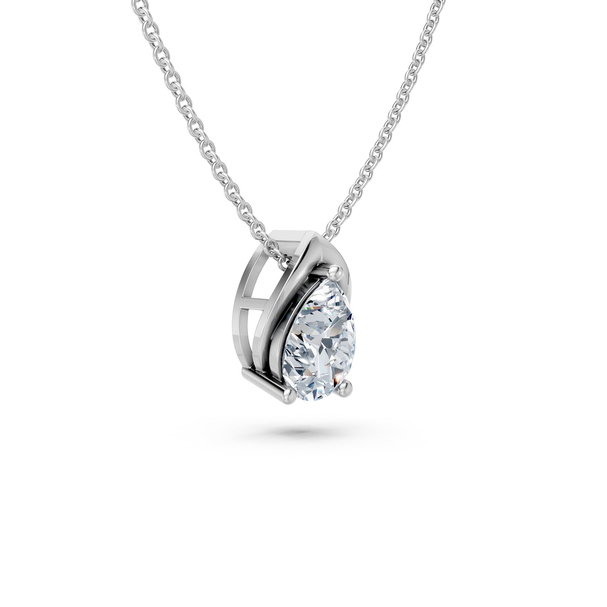 Minimal Pear and Round Diamond Medallion Pendant