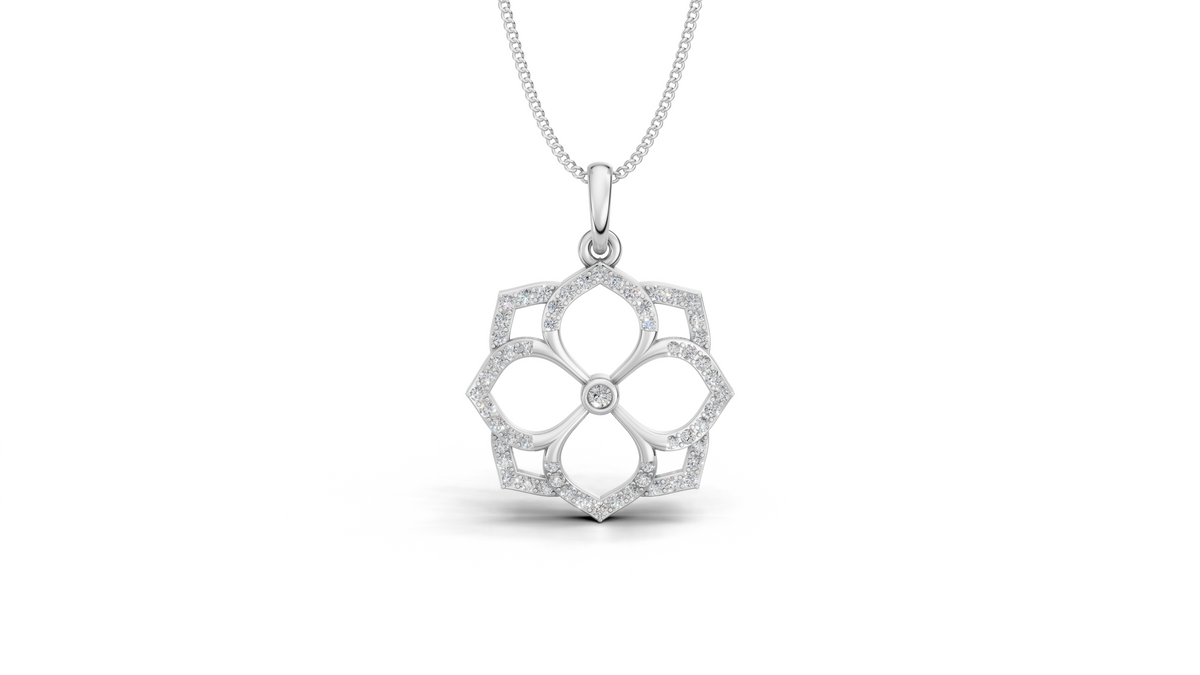 Diamond Open Lattice Floral Pendant