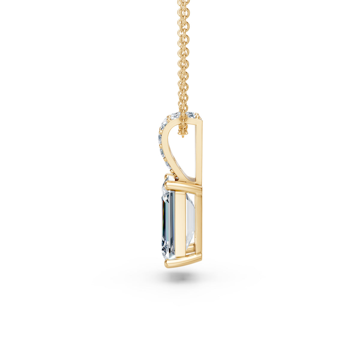 Emerald Cut Solitaire Diamond Bail Pendant