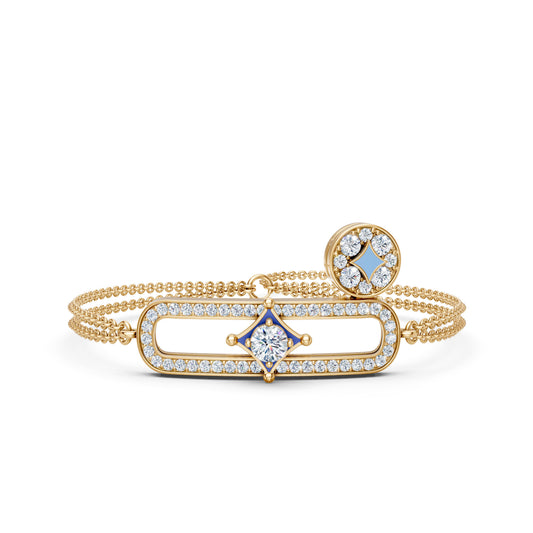 Delicate Chain Charm Bracelet With Diamonds