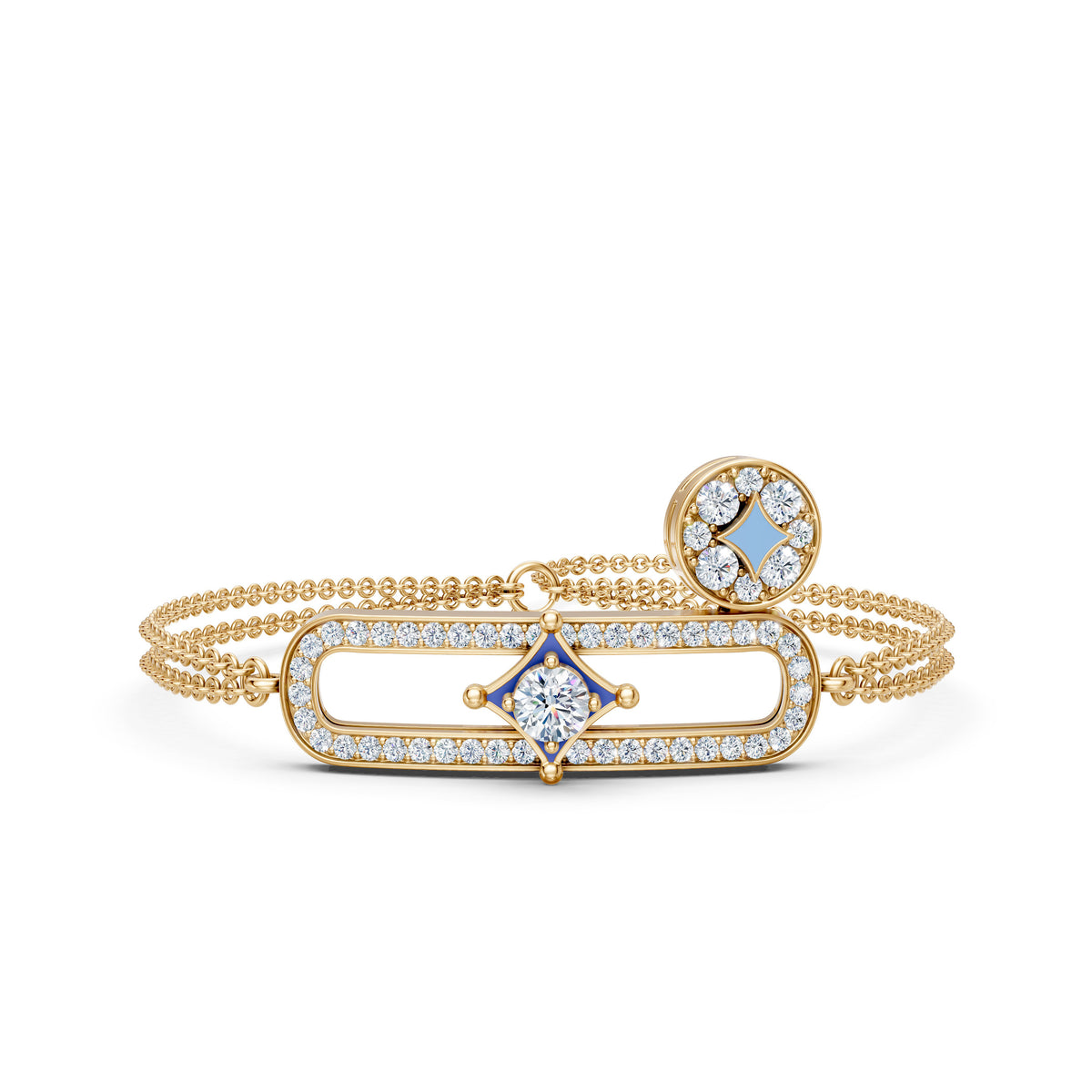 Delicate Chain Charm Bracelet With Diamonds