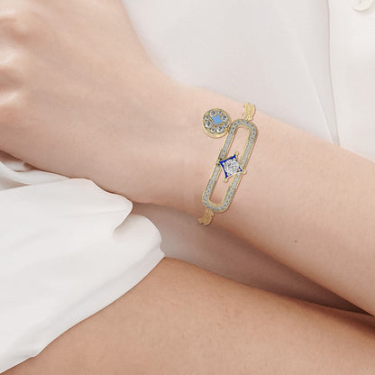Delicate Chain Charm Bracelet With Diamonds