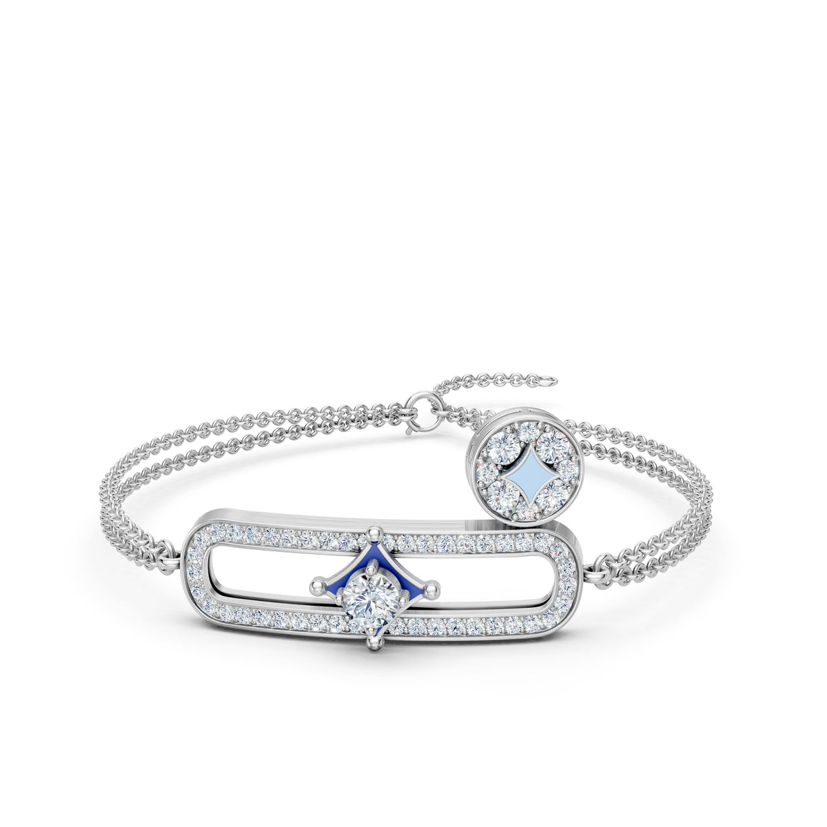 Delicate Chain Charm Bracelet With Diamonds
