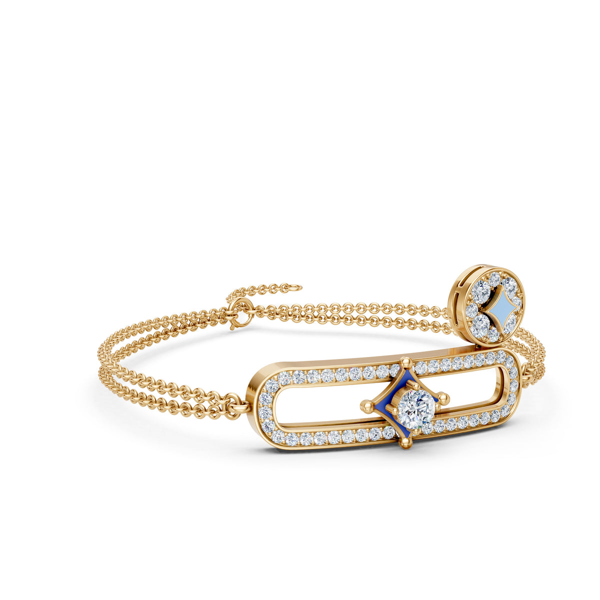 Delicate Chain Charm Bracelet With Diamonds