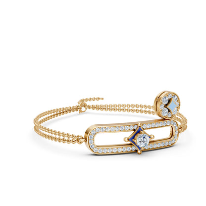 Delicate Chain Charm Bracelet With Diamonds