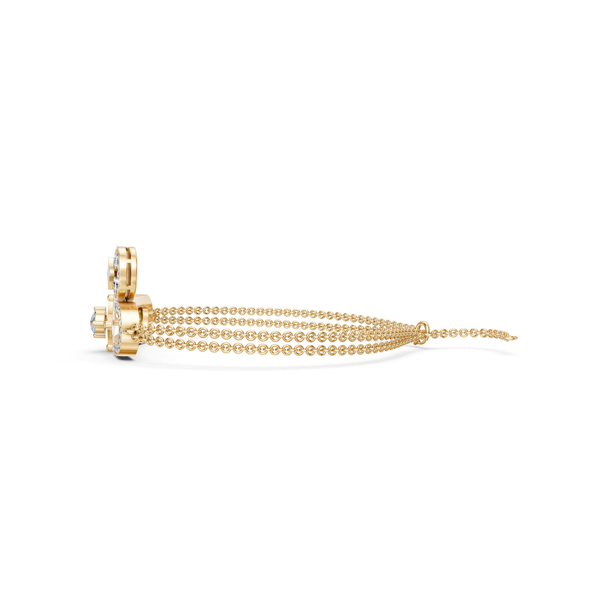 Delicate Chain Charm Bracelet With Diamonds