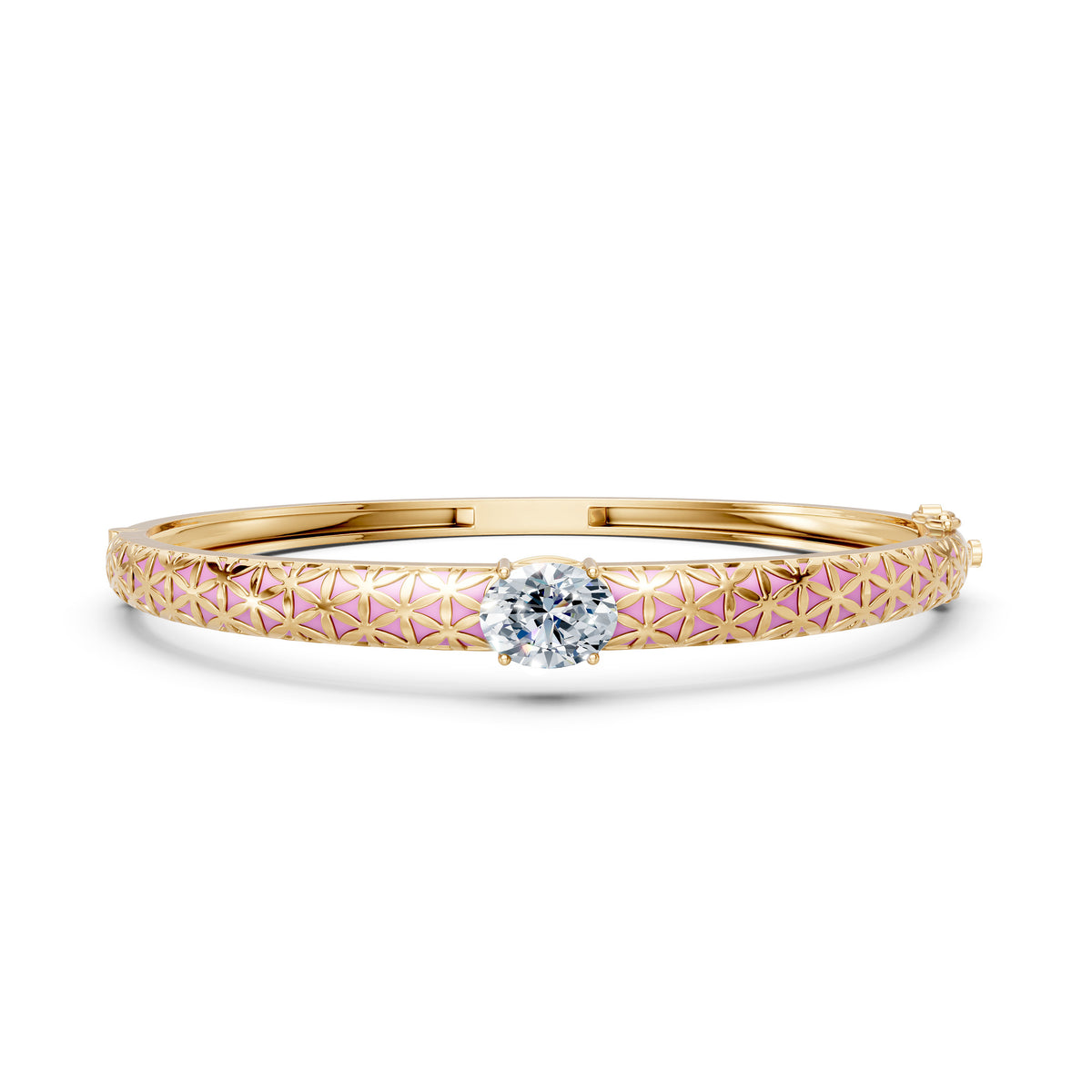Oval Solitaire White Enamel Octagon Ring