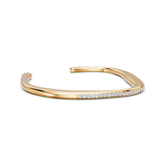 Minimal Diamond Open Cuff Bracelet