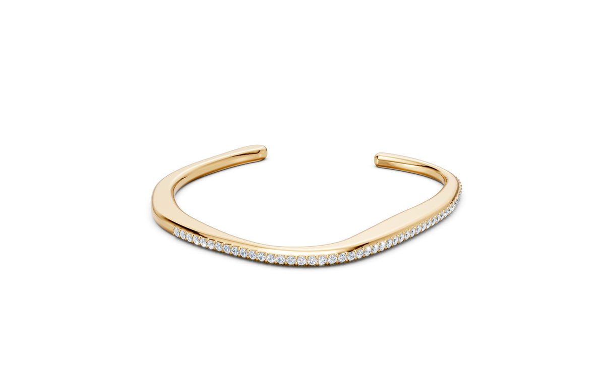 Minimal Diamond Open Cuff Bracelet