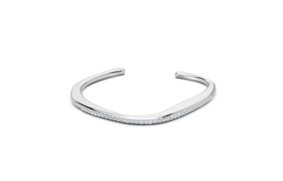 Minimal Diamond Open Cuff Bracelet