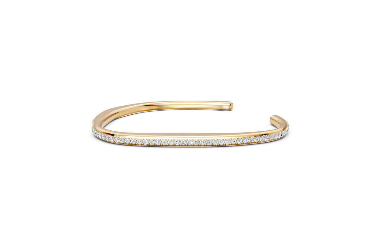 Minimal Diamond Open Cuff Bracelet