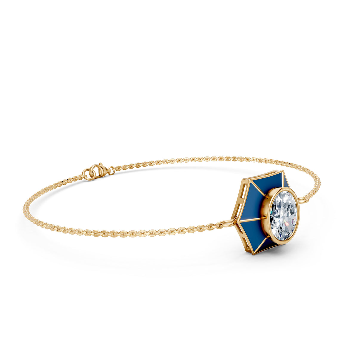 Charm Oval Diamond Bangle Bracelet