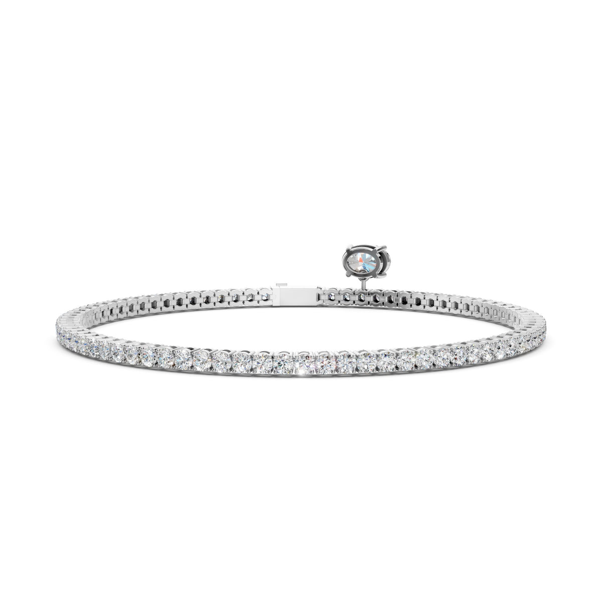 Tennis Round and Oval Diamond Charm Bracelet