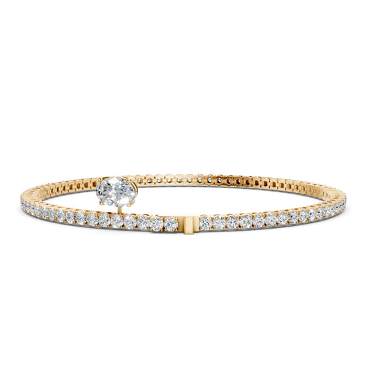 Tennis Round and Oval Diamond Charm Bracelet