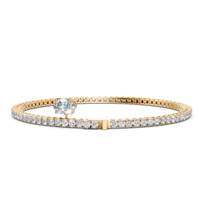 Tennis Round and Oval Diamond Charm Bracelet
