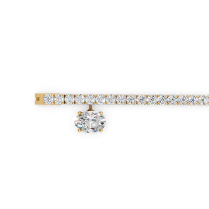 Tennis Round and Oval Diamond Charm Bracelet