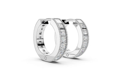 Princess Diamond and Colorstone Small Hoop Earrings