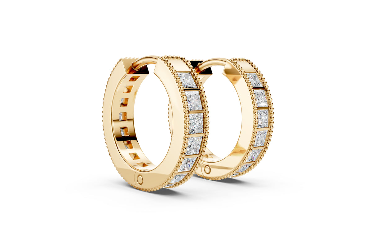 Princess Diamond and Colorstone Small Hoop Earrings