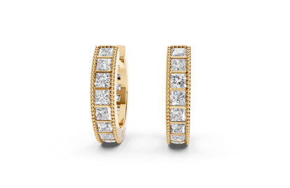 Princess Diamond and Colorstone Small Hoop Earrings