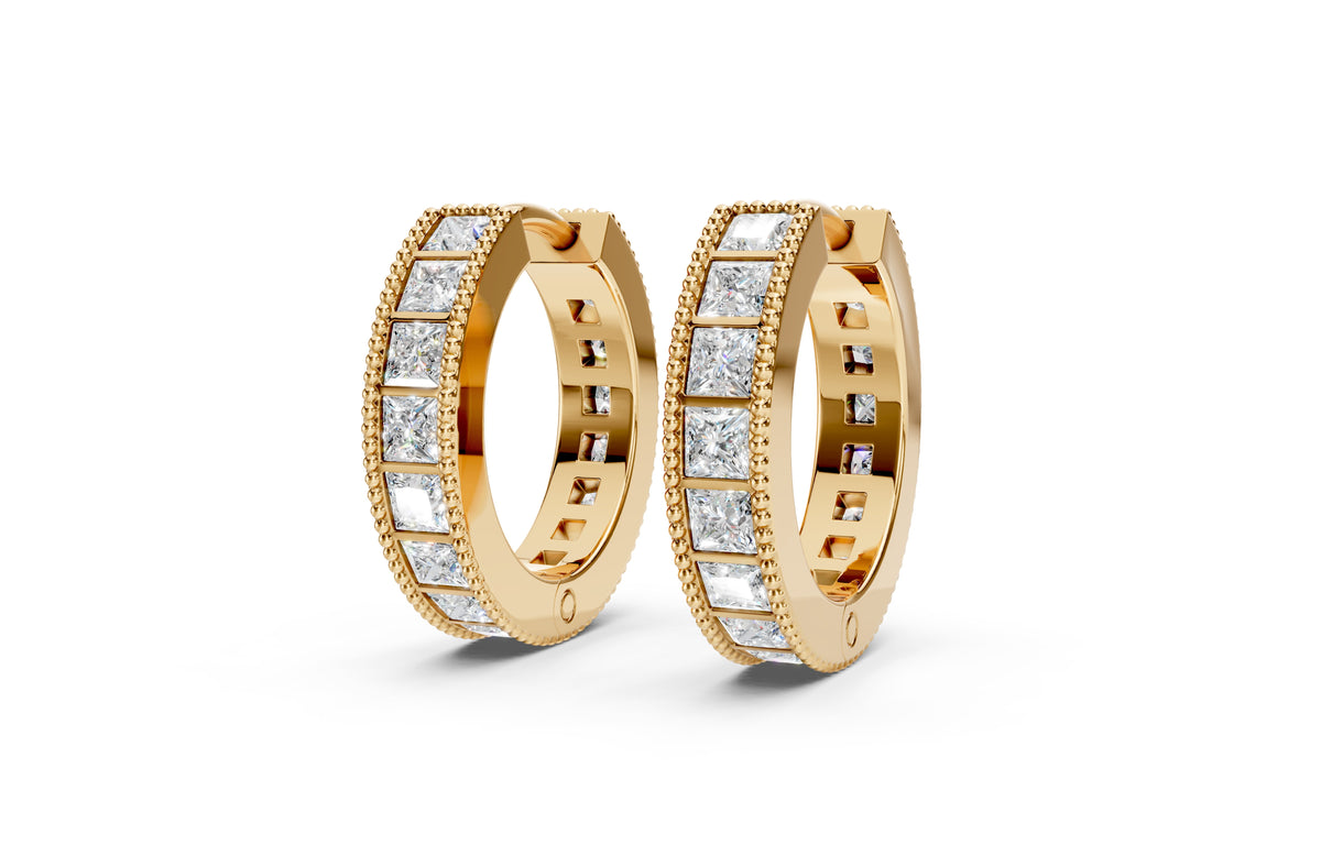 Princess Diamond and Colorstone Small Hoop Earrings