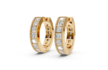Princess Diamond and Colorstone Small Hoop Earrings