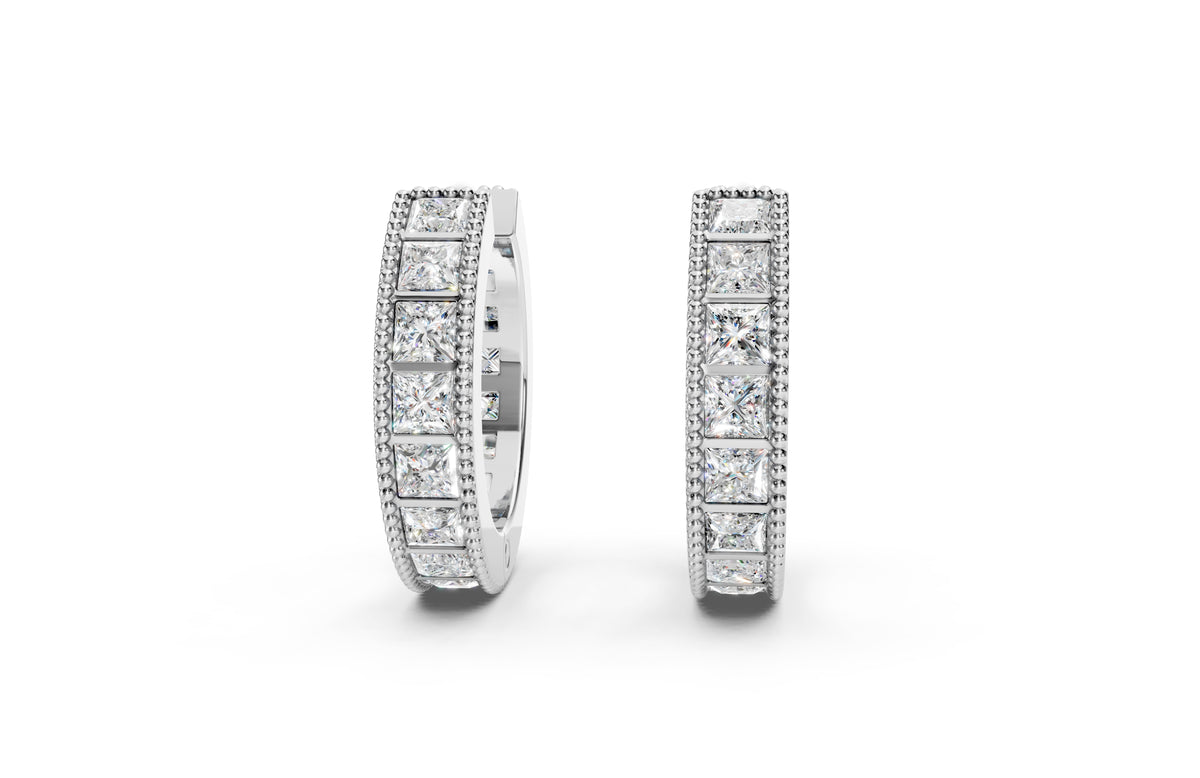 Princess Diamond and Colorstone Small Hoop Earrings