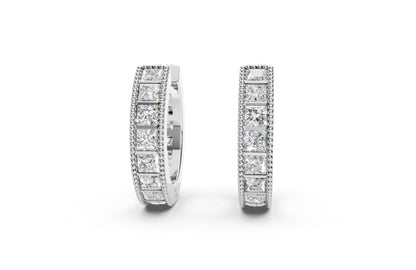 Princess Diamond and Colorstone Small Hoop Earrings