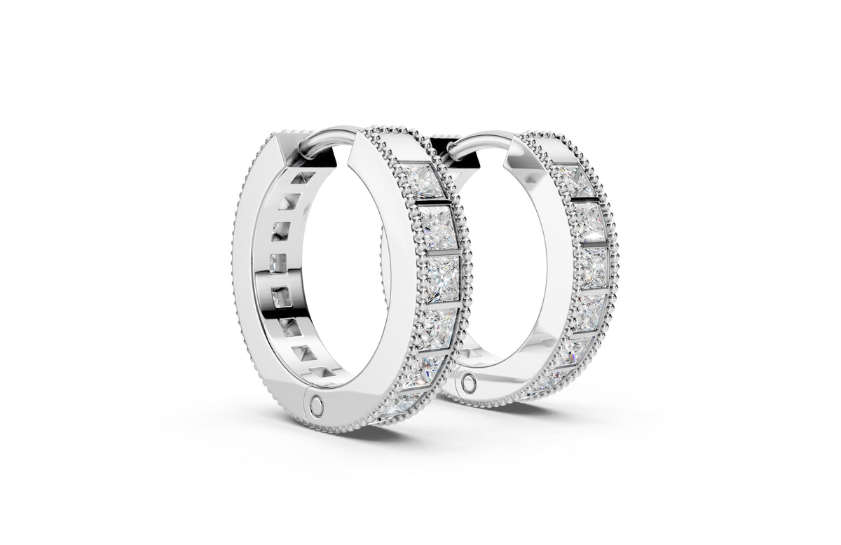 Princess Diamond and Colorstone Small Hoop Earrings