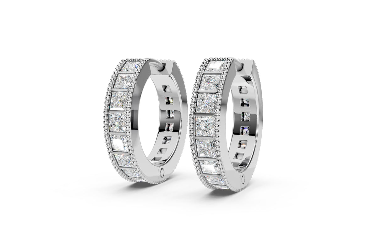 Princess Diamond and Colorstone Small Hoop Earrings