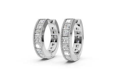 Princess Diamond and Colorstone Small Hoop Earrings