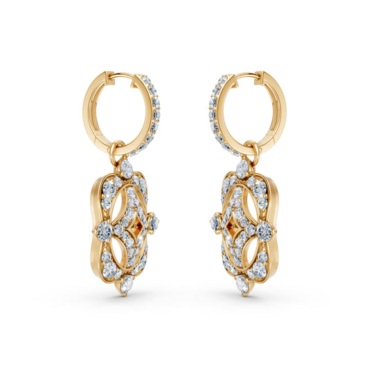 Hoop Earrings with Changeable Dangles Diamond Studded Charms
