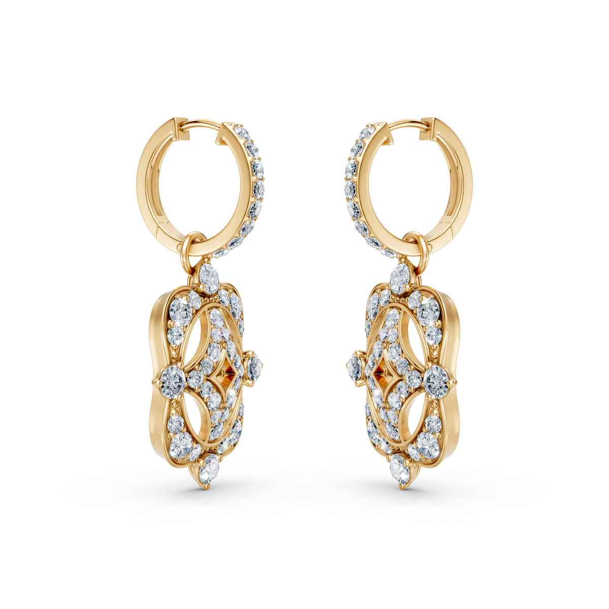 Hoop Earrings with Changeable Dangles Diamond Studded Charms