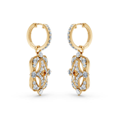 Hoop Earrings with Changeable Dangles Diamond Studded Charms
