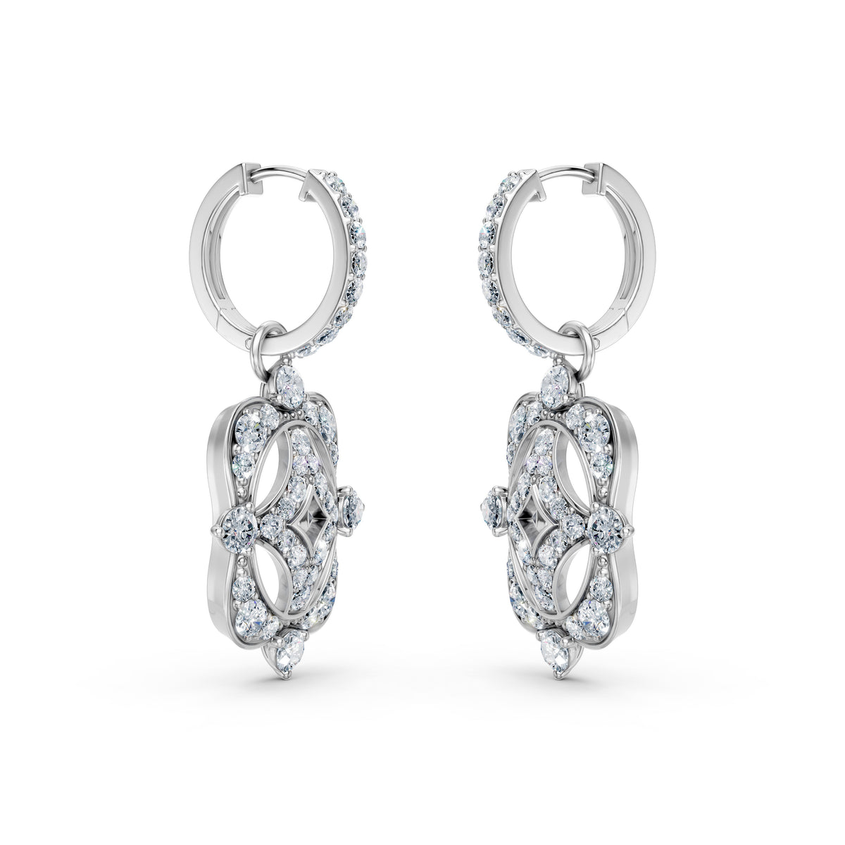 Hoop Earrings with Changeable Dangles Diamond Studded Charms