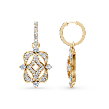 Hoop Earrings with Changeable Dangles Diamond Studded Charms