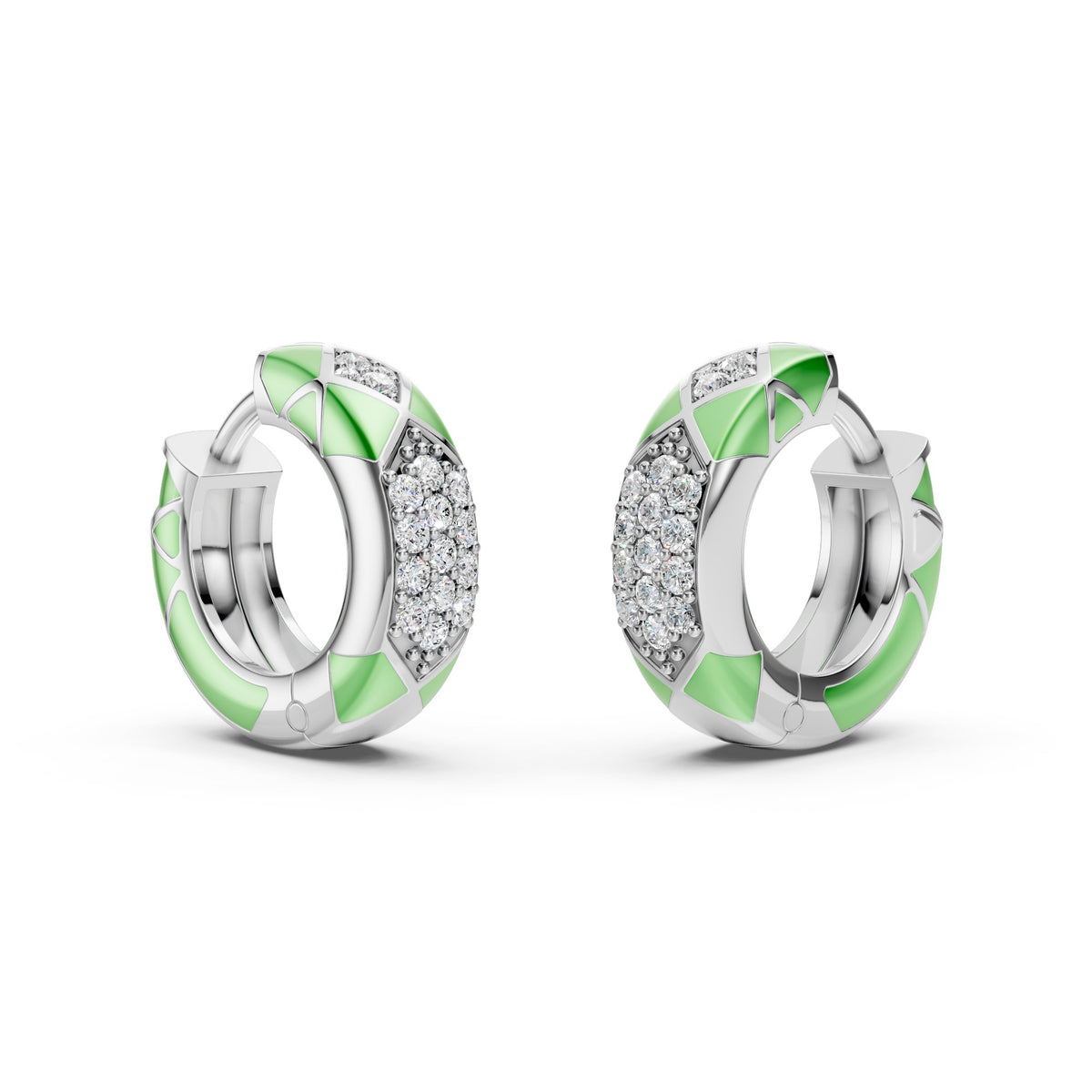 Diamond Studded Balli Hoops with Enamel