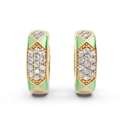 Diamond Studded Balli Hoops with Enamel